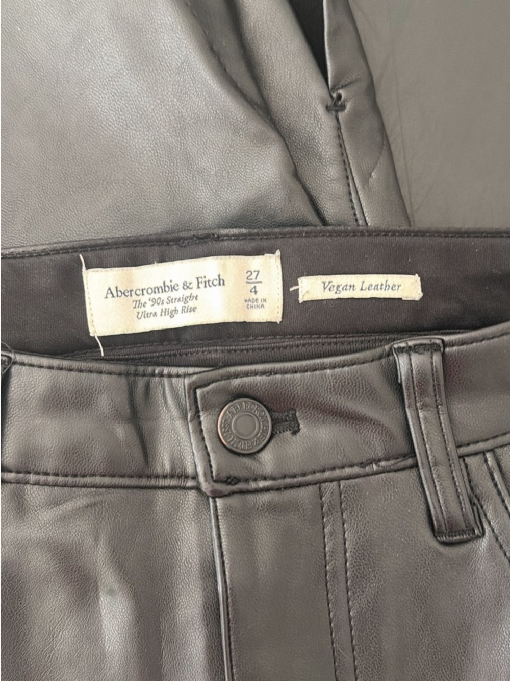 Abercrombie & Fitch Vegan Leather Pants in Black